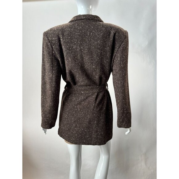 A.B.S. USA Womens Brown Belted Wool-Blend Jacket Size 8 - Picture 6 of 16